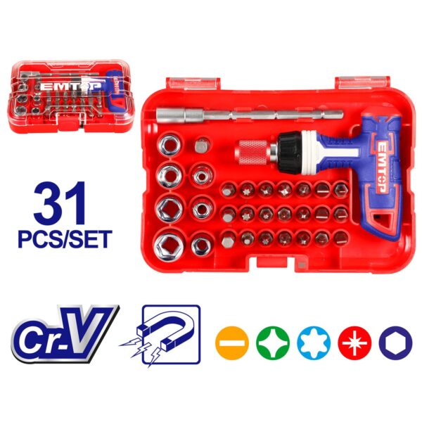 31 Pcs T-handle wrench screwdriver set