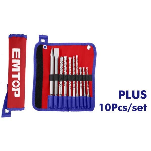 10 Pcs Hammer Drill Bits and Chisels Set