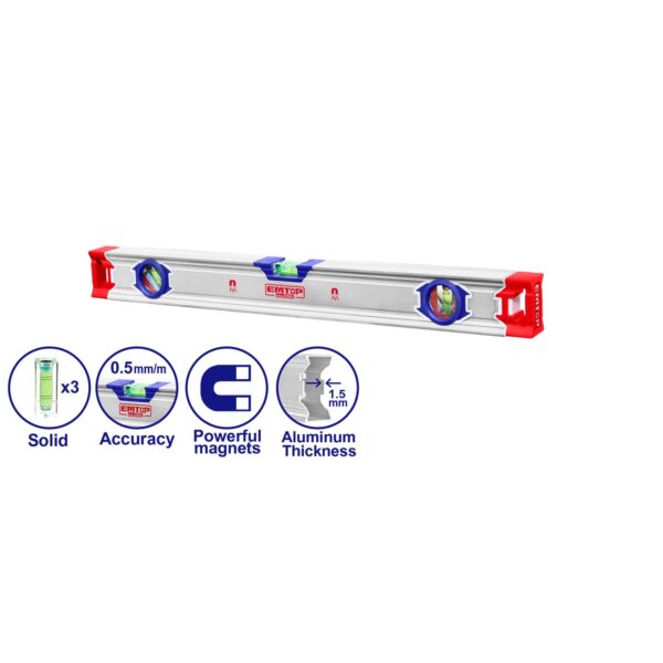 Spirit level with powerful magnets