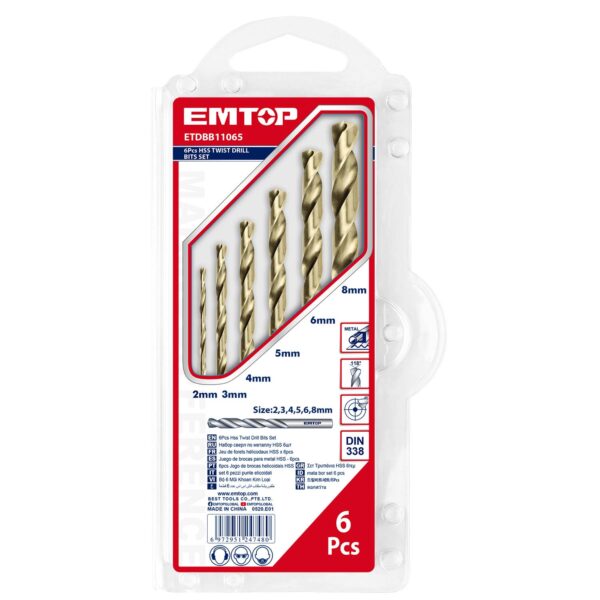 6 Pcs HSS twist drill bits set